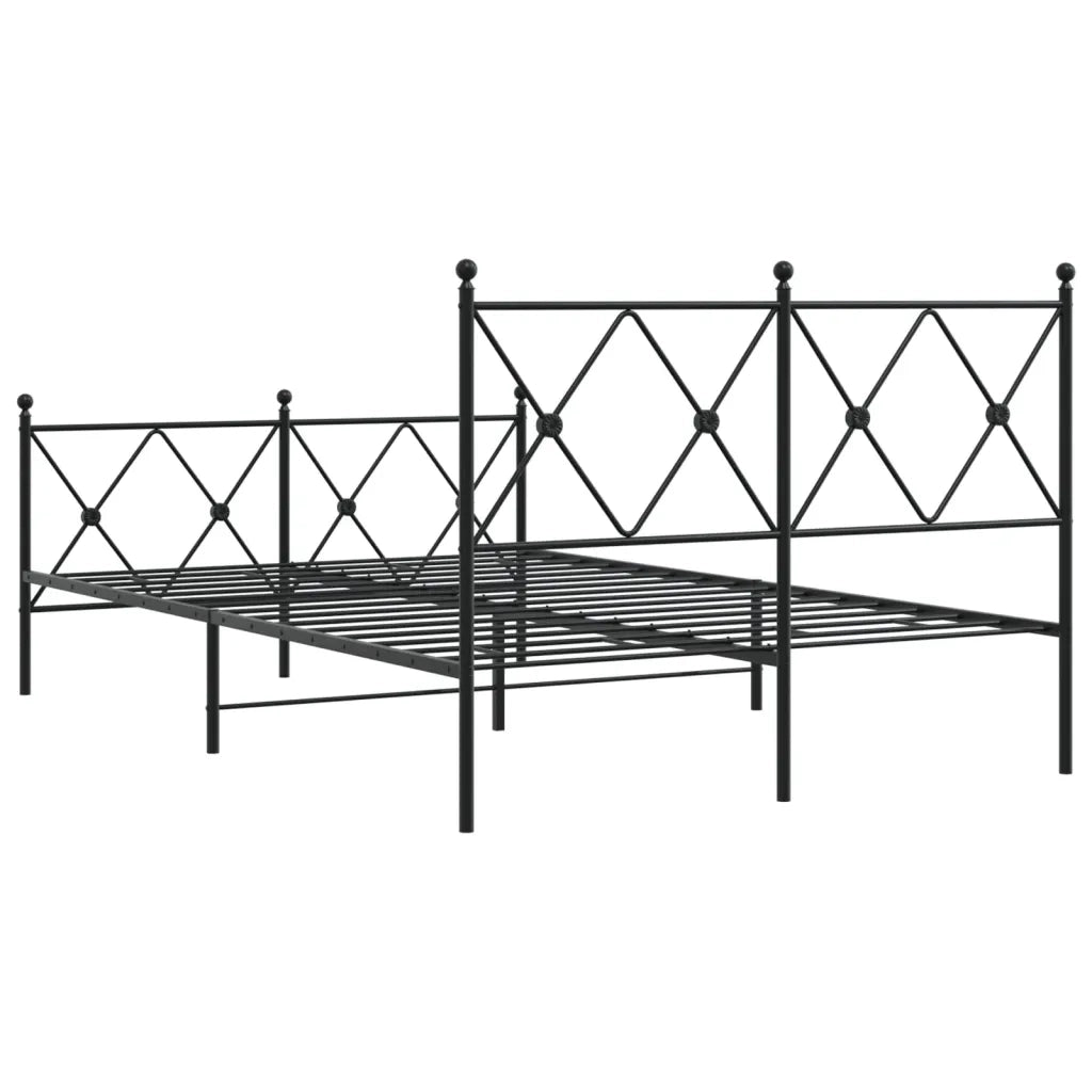 Letto matrimoniale | Letto per adulti | Giroletto con Testiera e Pediera Metallo Nero 120x190 cm