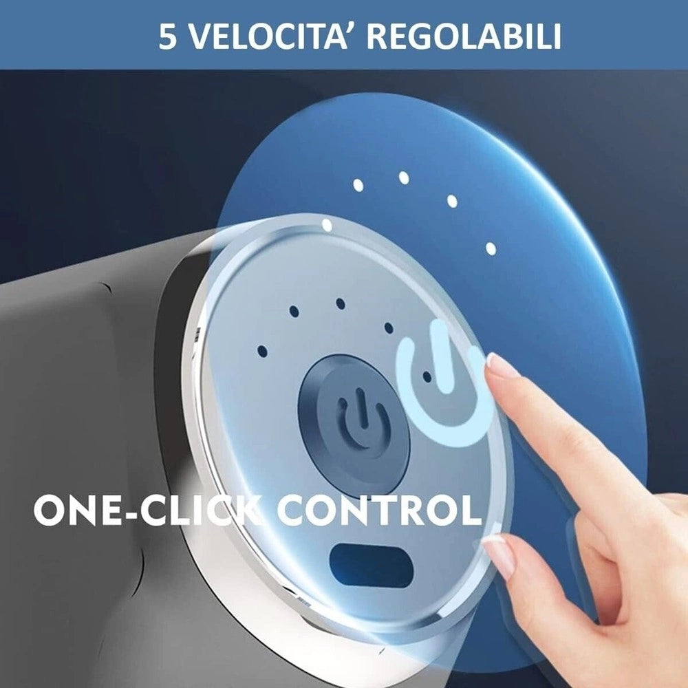 Trade Shop - Pistola Massaggiante Professionale 4 Testine 5 Velocità Fascial Gun Ricaricabile -