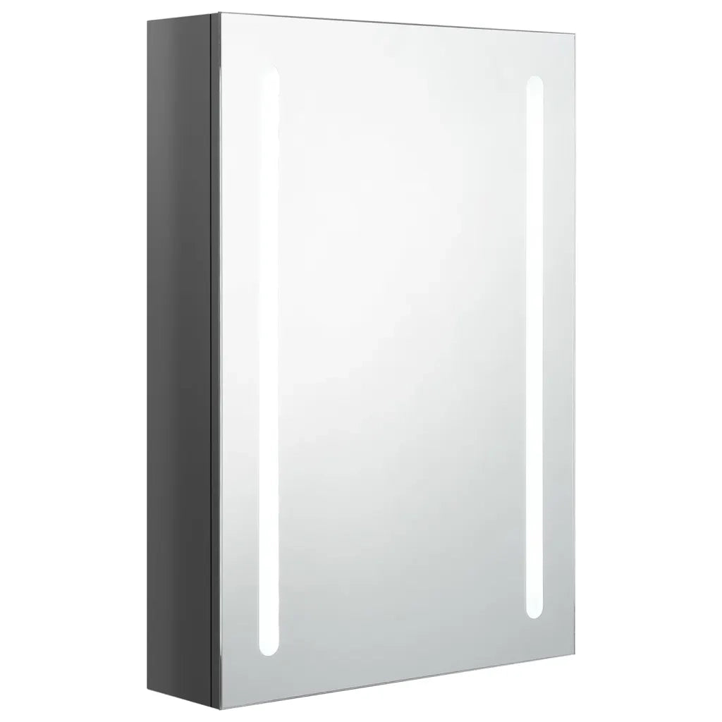 Armadietto Bagno con Specchio e LED-Mobile bagno con specchio Grigio Lucido 50x13x70 cm 257684