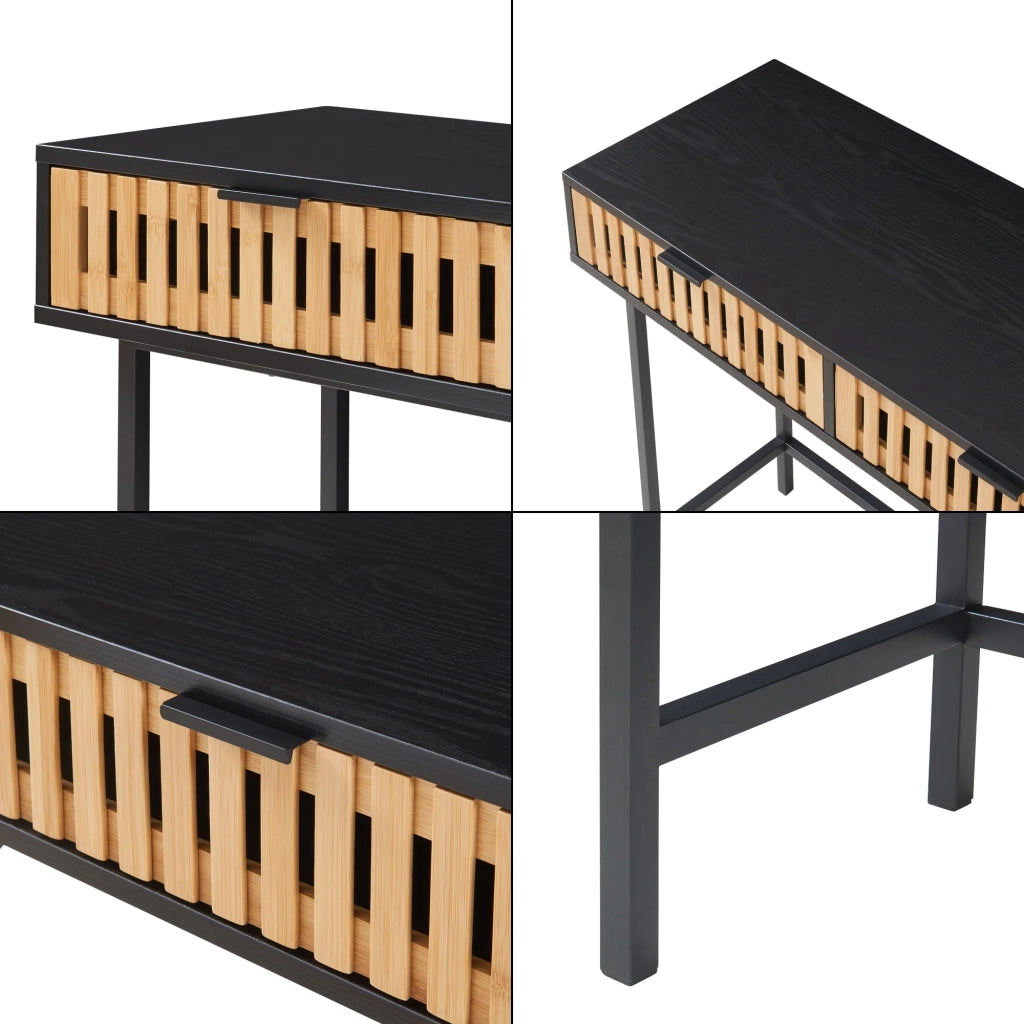 Tavolo consolle 100 x 40 x 75 cm nero naturale 03_0010880