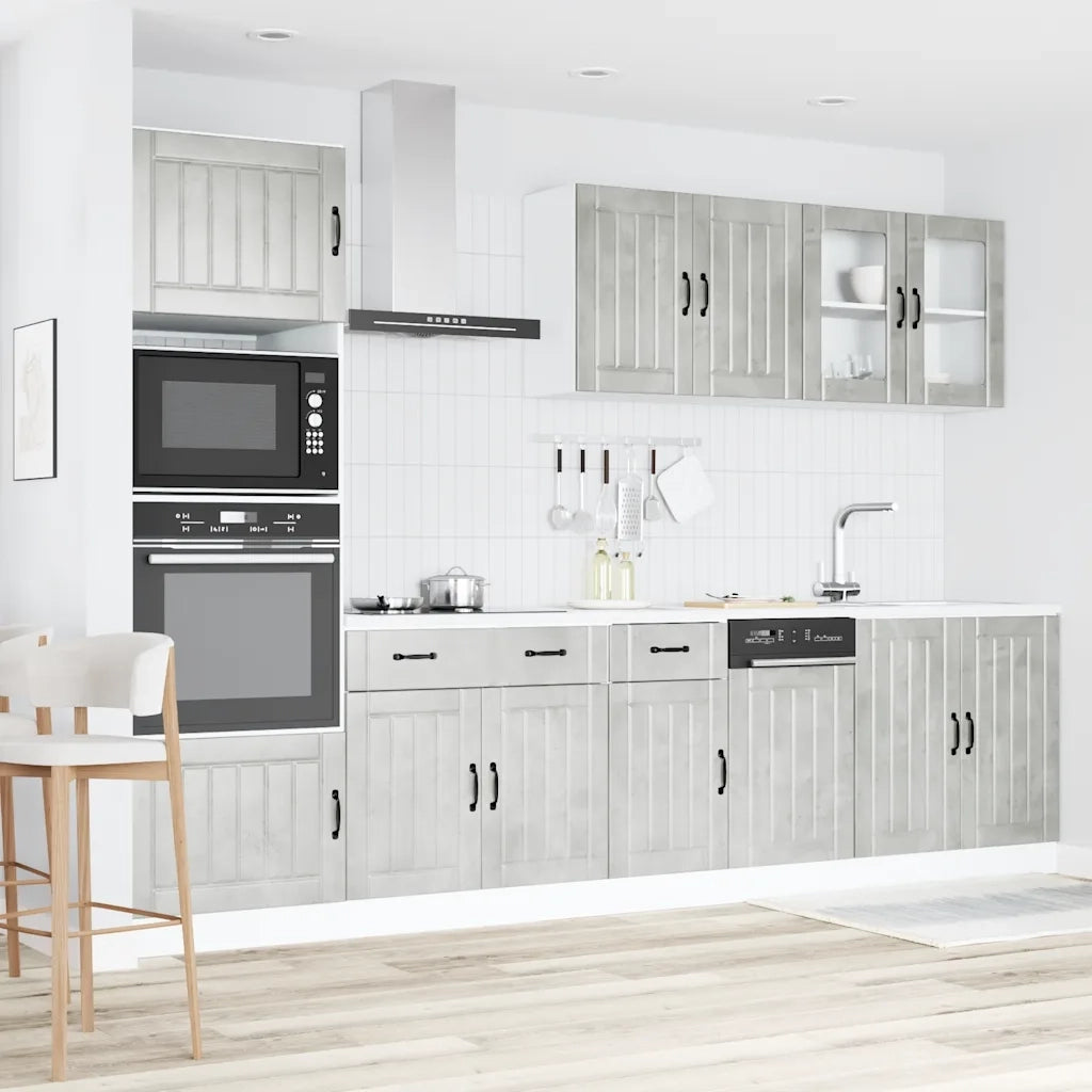 vidaXL Set Mobili da Cucina 7 pz Lucca Grigio Cemento in Truciolato