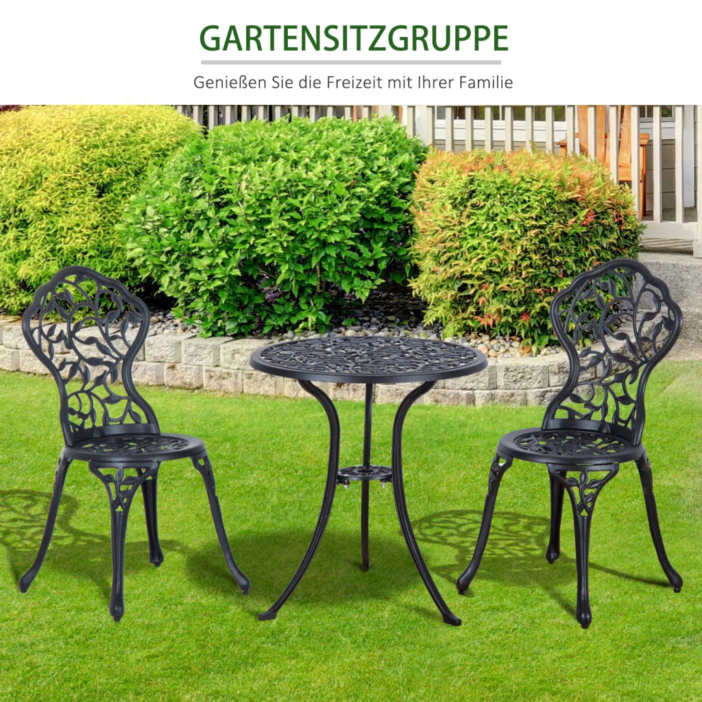 SET BISTRO 3 PEZZI 60x60 cm Alluminio Nero