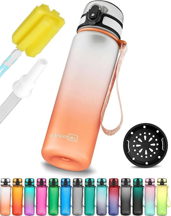Biberon per bambini senza latte con beccuccio o seta - 350ml, 500ml, 750ml - biberone leggero in Tritan - BPA libero - per asilo, scuola