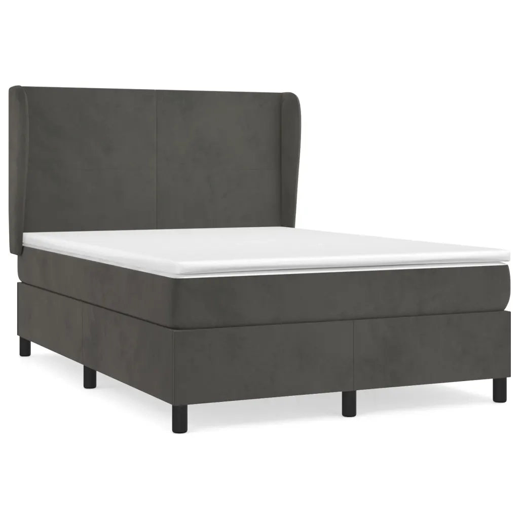Giroletto a Molle con Materasso Grigio Scuro 140x200 cm Velluto 3129094