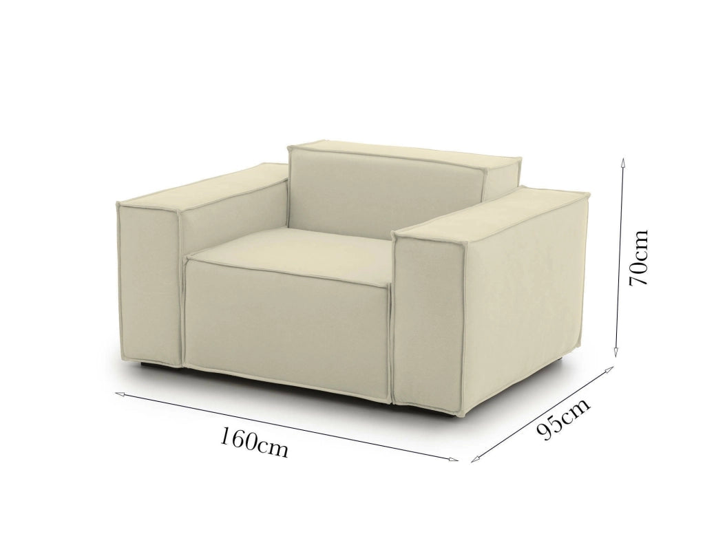 Poltrona Rodonite, Poltrona da salotto, 100% Made in Italy, Poltroncina relax in tessuto imbottito, Cm 160x95h70, Beige