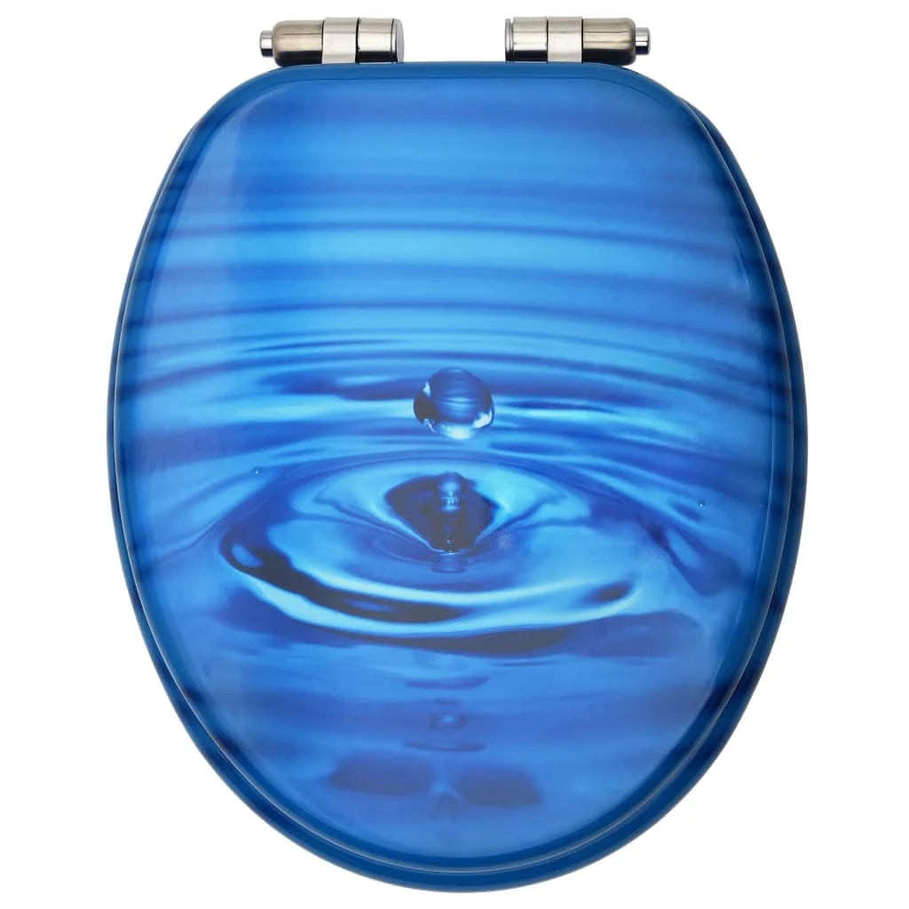 Sedile WC con coperchio a chiusura ammortizzata MDF blu gocce d'acqua 02_0002934