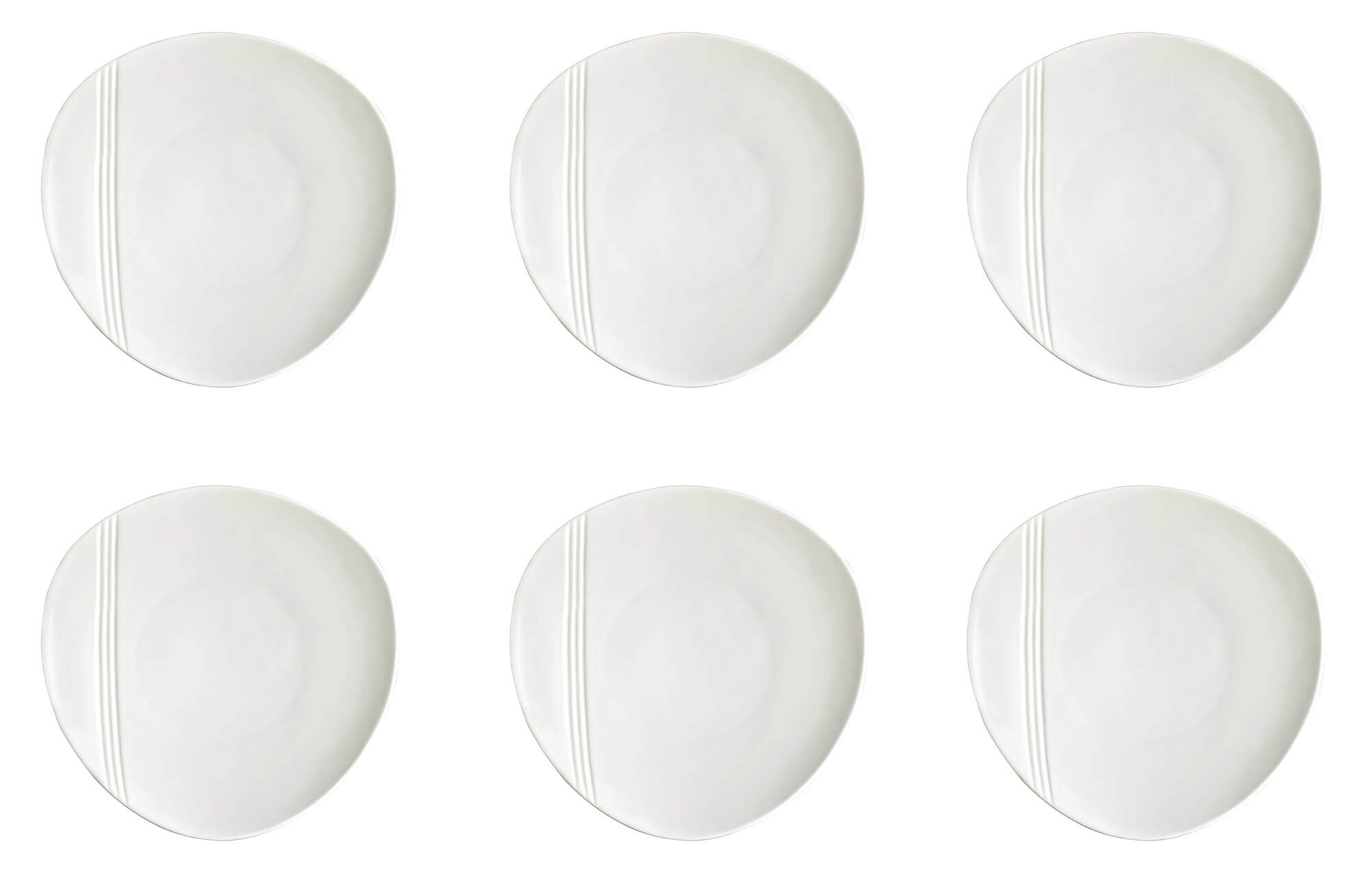 Set 6 Piatti Piani Ø25,5 cm in Porcellana Allluminica Kaleidos Aluxina Miami Bianchi