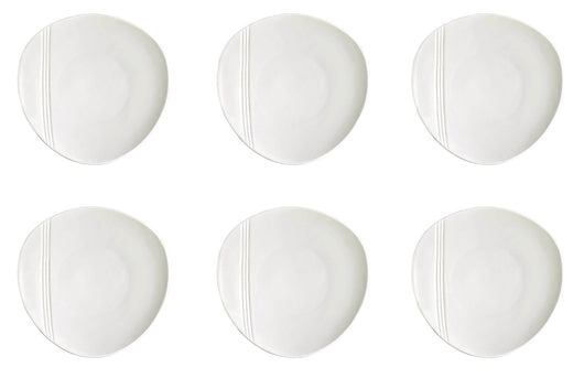 Set 6 Piatti Piani Ø25,5 cm in Porcellana Allluminica Kaleidos Aluxina Miami Bianchi