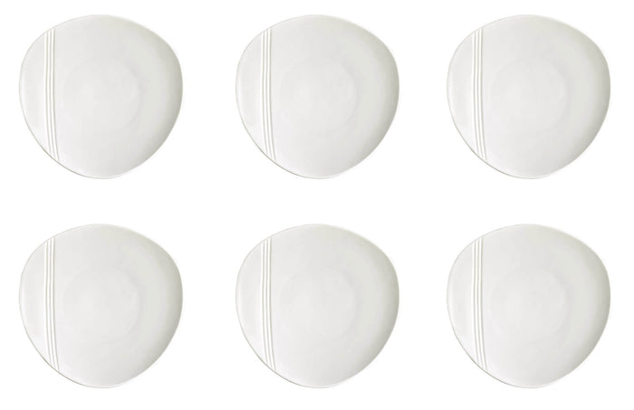 Set 6 Piatti Piani Ø25,5 cm in Porcellana Allluminica Kaleidos Aluxina Miami Bianchi