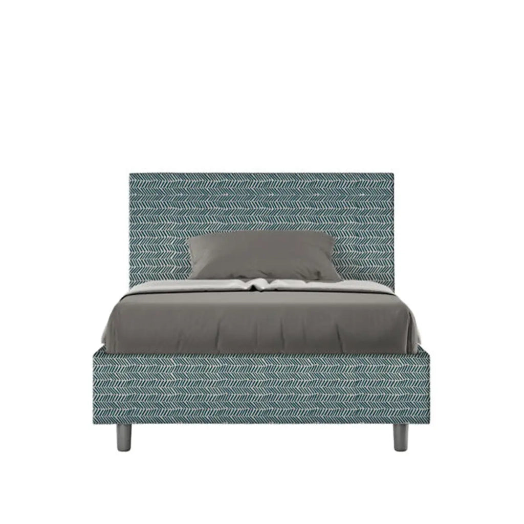 Letto una piazza e mezza senza rete imbottito 120x190 tessuto Aragona 8 blu Adele