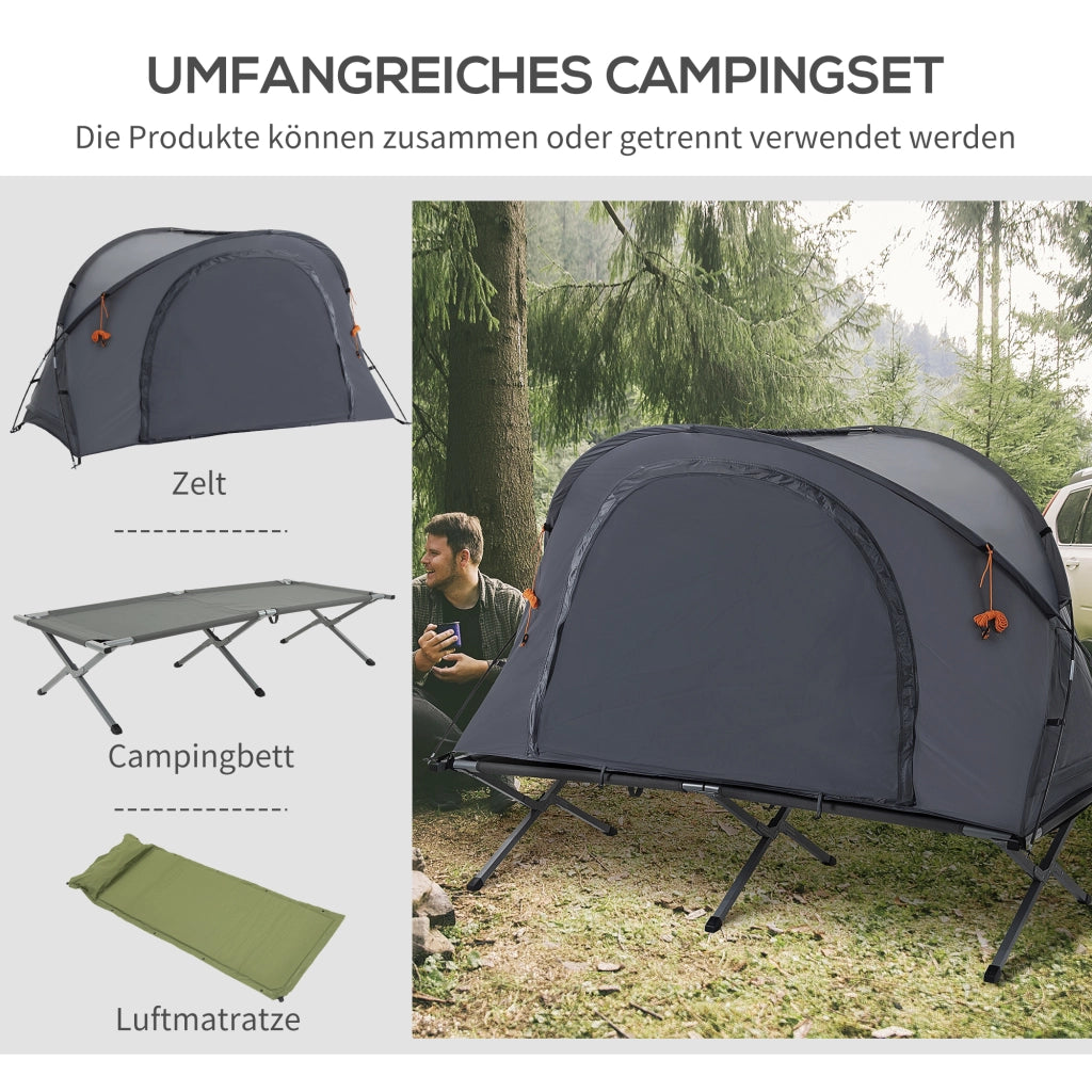 Letto da campo con tenda a cupola ¨C Zephmum ¨C Grigio 200x86x147 cm