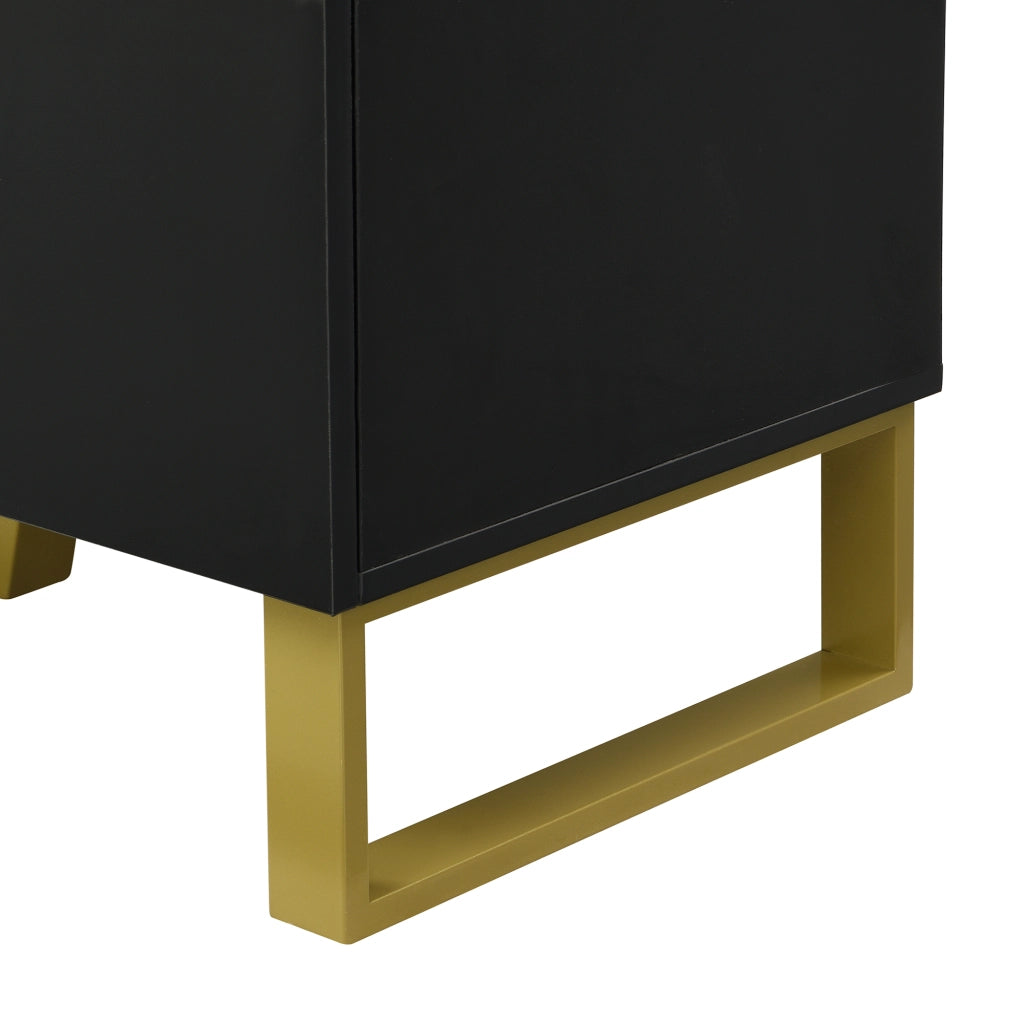 Mobile da ingresso multifunzionale con panca imbottita, cassetto e vano aperto in MDF nero 120 × 35 × 85 cm