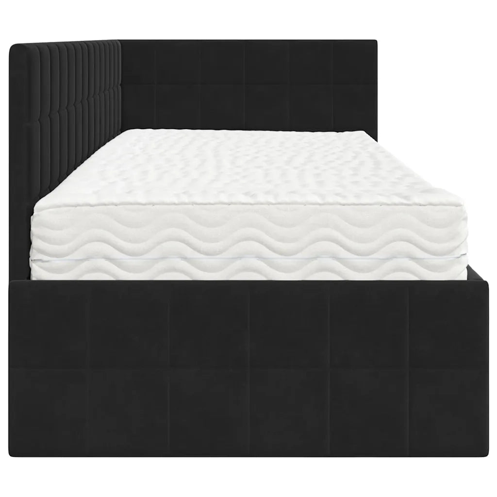 Struttura Letto Angolare con Materasso 2 pz-Giroletto con materasso Nero Velluto 203509