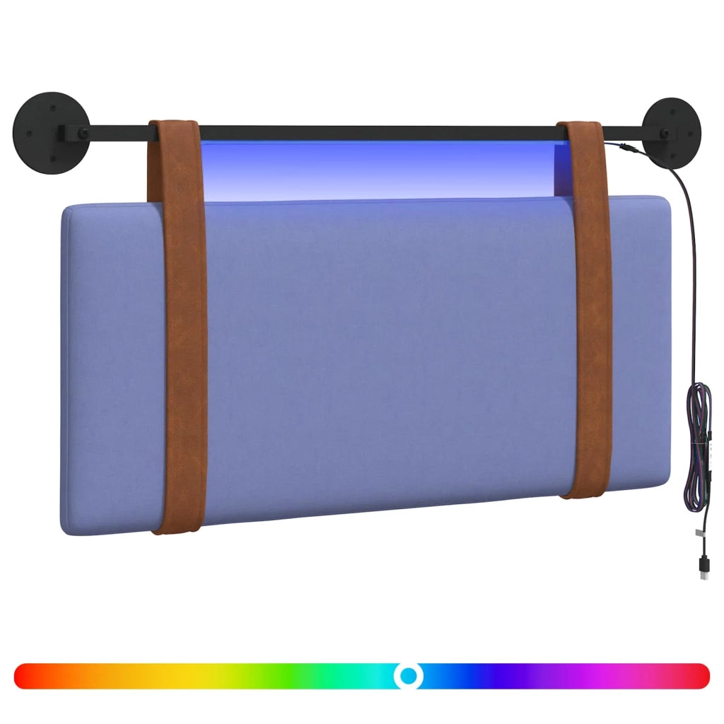 Testiera sospesa Con luce LED Blu jeans PU Antico 3423845
