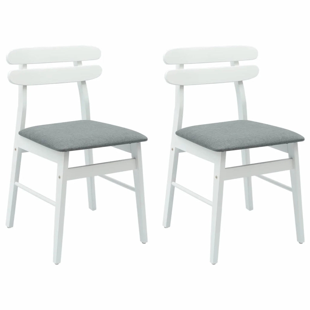 Sedia da pranzo 2 pcs Bianco e Grigio Legno di gomma solido 42020514