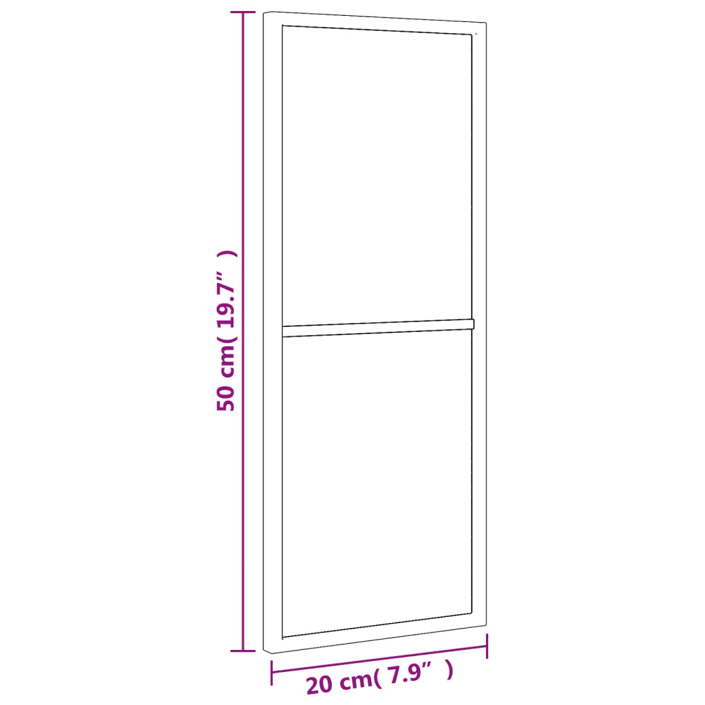 Specchio da Parete Nero 20x50 cm Rettangolare in Ferro 358645