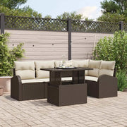 Set Divano da Giardino 6 pcs Marrone e Crema polyrattan