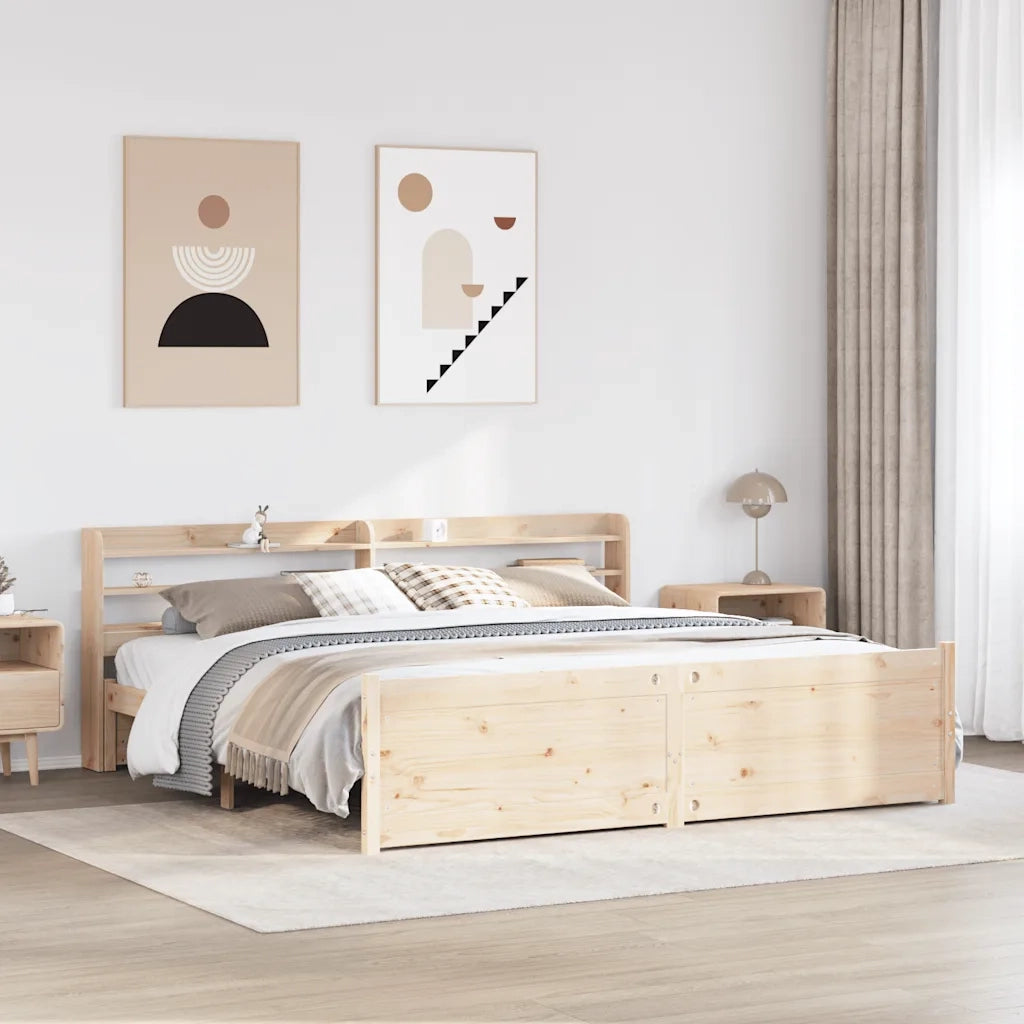 Giroletto con Testiera 200x200 cm in Legno Massello di Pino
