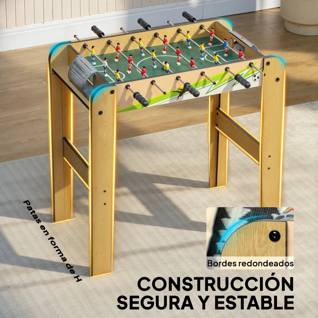 Tavolo da calcio per bambini in legno con marcatori e 18 giocatori ¨C zephmum ¨C naturale 75x66x75 cm