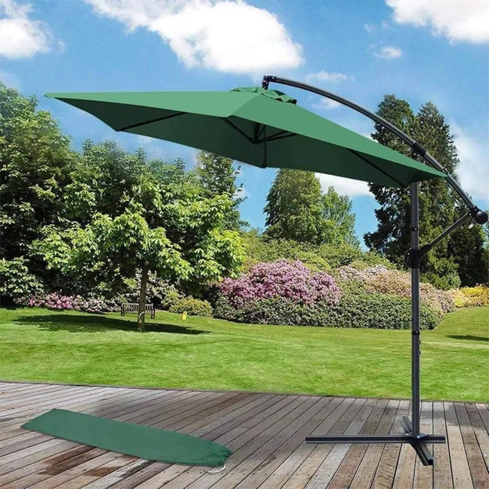 Trade Shop - Ombrellone Decentrato Lato Da Giardino Protezione Solare Parasole ⌀300cm Verde 206426 -