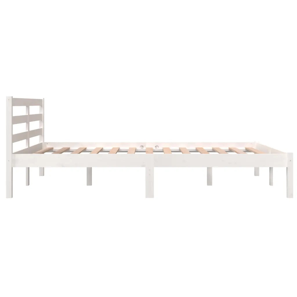 Giroletto-Struttura Letto in Legno Massello di Pino 140x190 cm Bianco