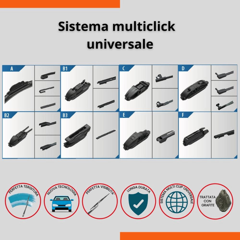Tergicristalli Anteriore Universale in gomma Multi attacco Easy Click 32,5 cm