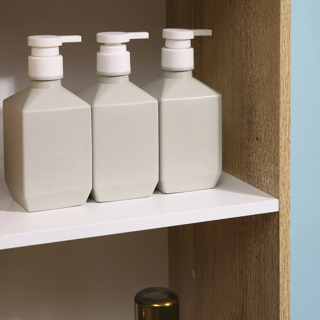 Colonna Bagno 3 Nicchie Cassetto Ripiano ¨C Minimal ¨C Bianco Rovere 60x30x