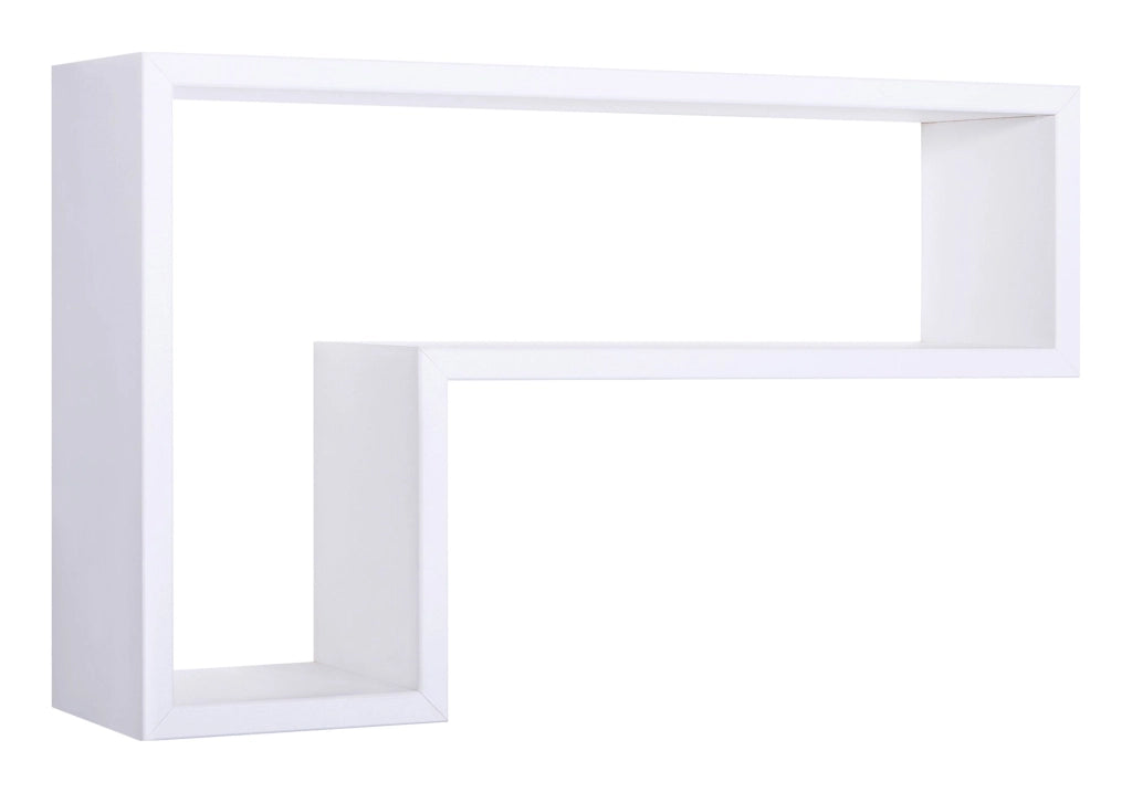 Mensola da Parete a Forma di L 61x37x15,5 cm in Fibra di Legno Lettera Bianco