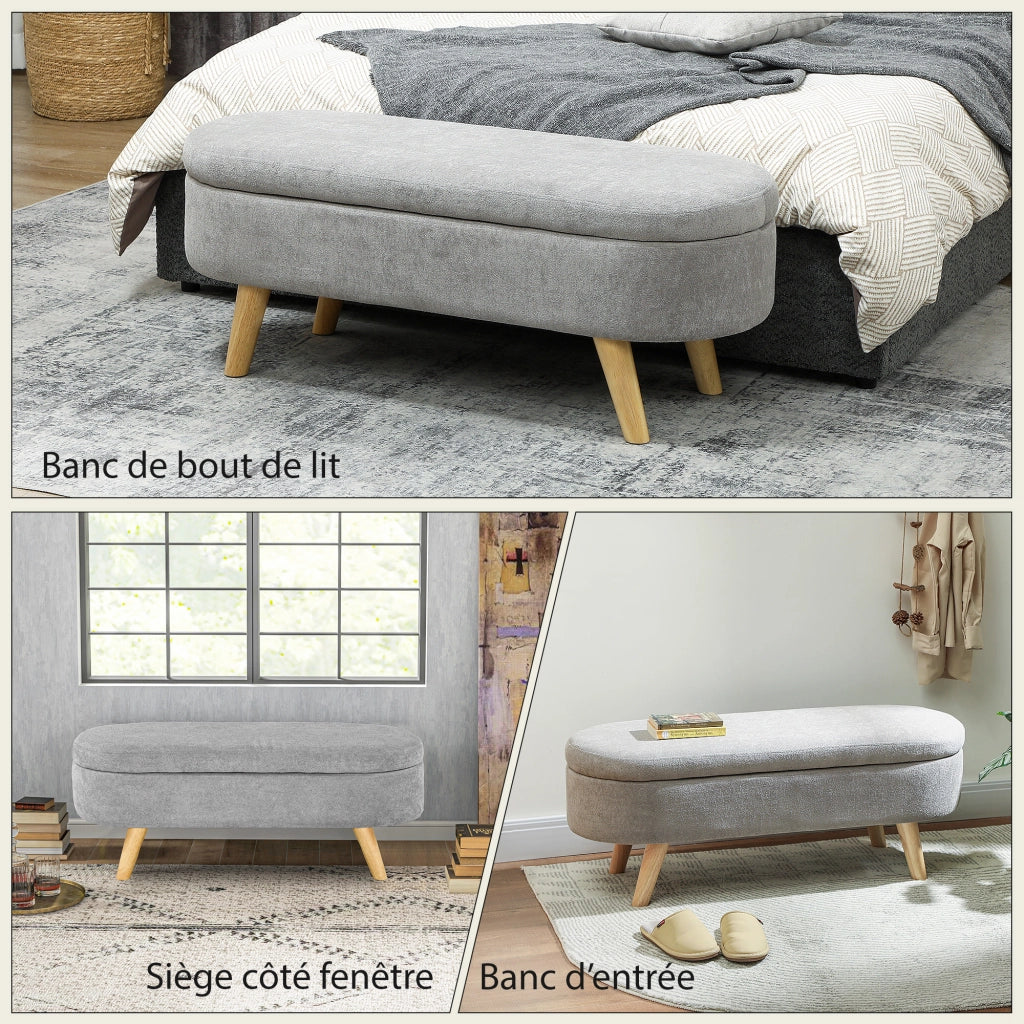 Pouf con contenitore ¨C zephmum ¨C grigio chiaro 110x40x43 cm