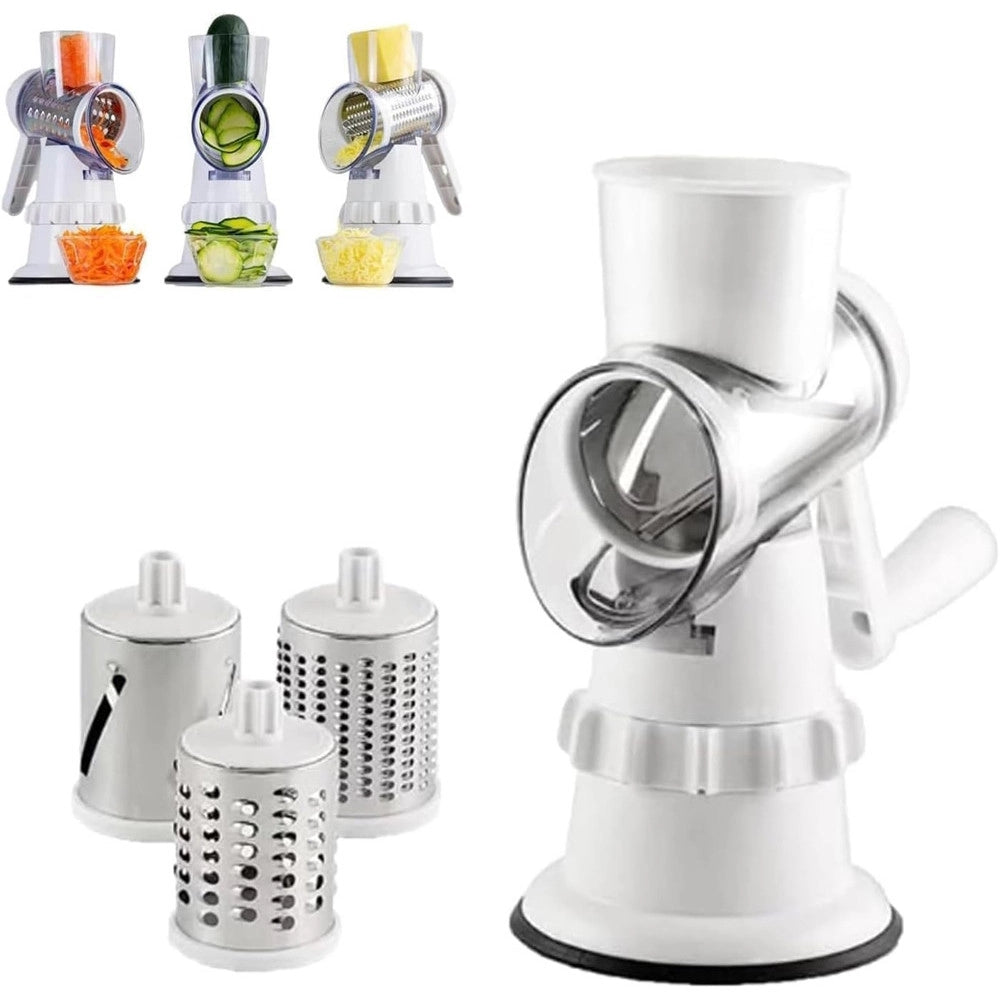 Trade Shop - Affettatrice Verdure 3in1 Multifunzione Mandoline Grattugia Manuale Con 3 Lame Tritatutto -