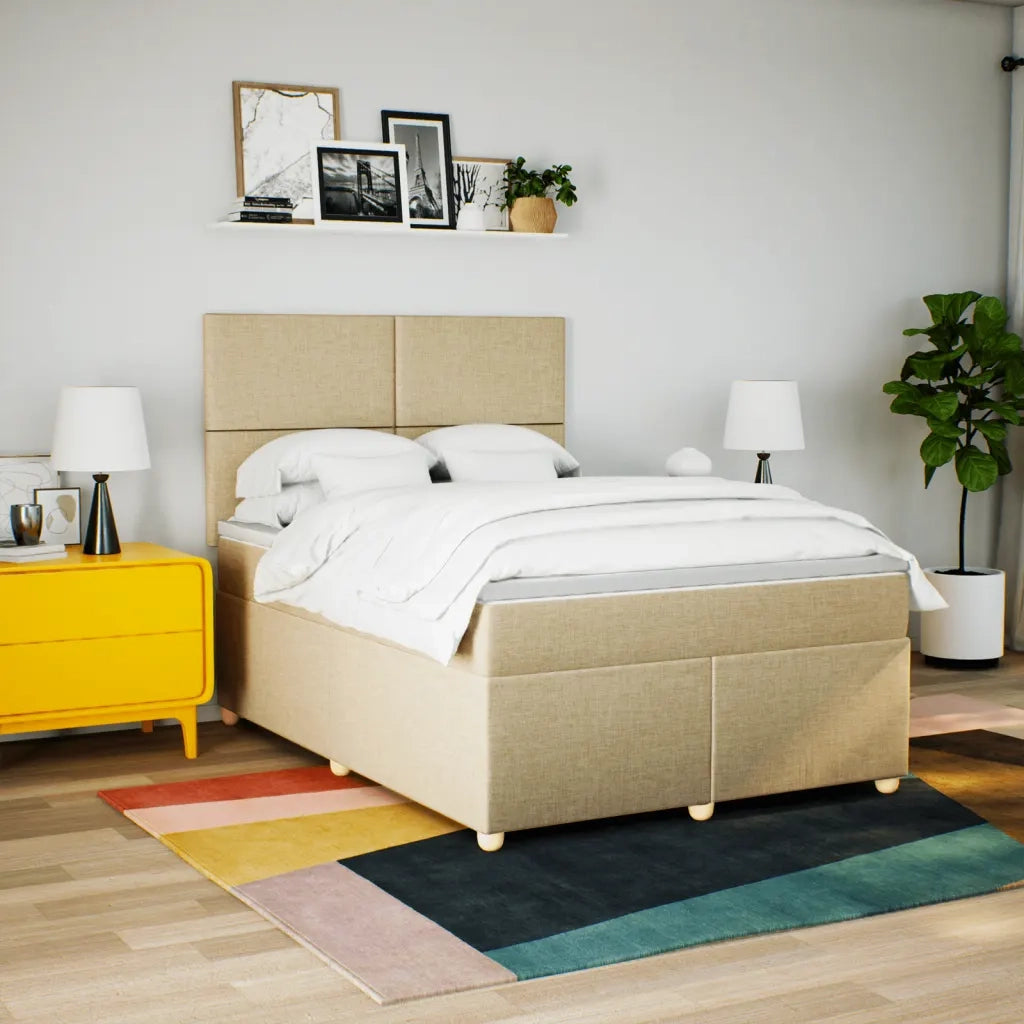 Giroletto a Molle con Materasso Crema 160x200 cm in Tessuto 3291329