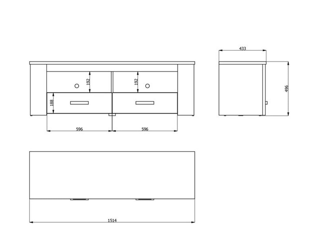Scorze, Mobile Porta tv 2 Cassetti, 151.5x43.5x49.5h cm Bianco Larice
