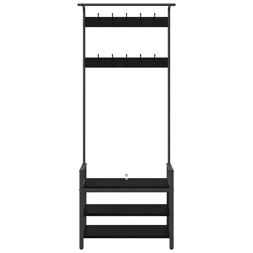 Appendiabiti Rovere Nero 75 x 34 x 184 cm Legno multistrato 879953