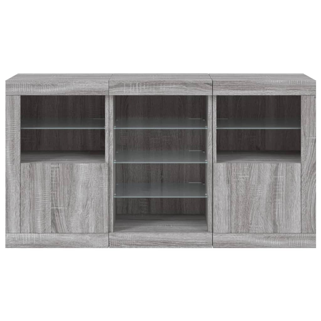 Buffet credenza cassettiera armadio mobile contenitore organizer per cucina soggiorno salotto con luci LED Sonoma 123 x 37 x 67 cm grigio 02_0030051