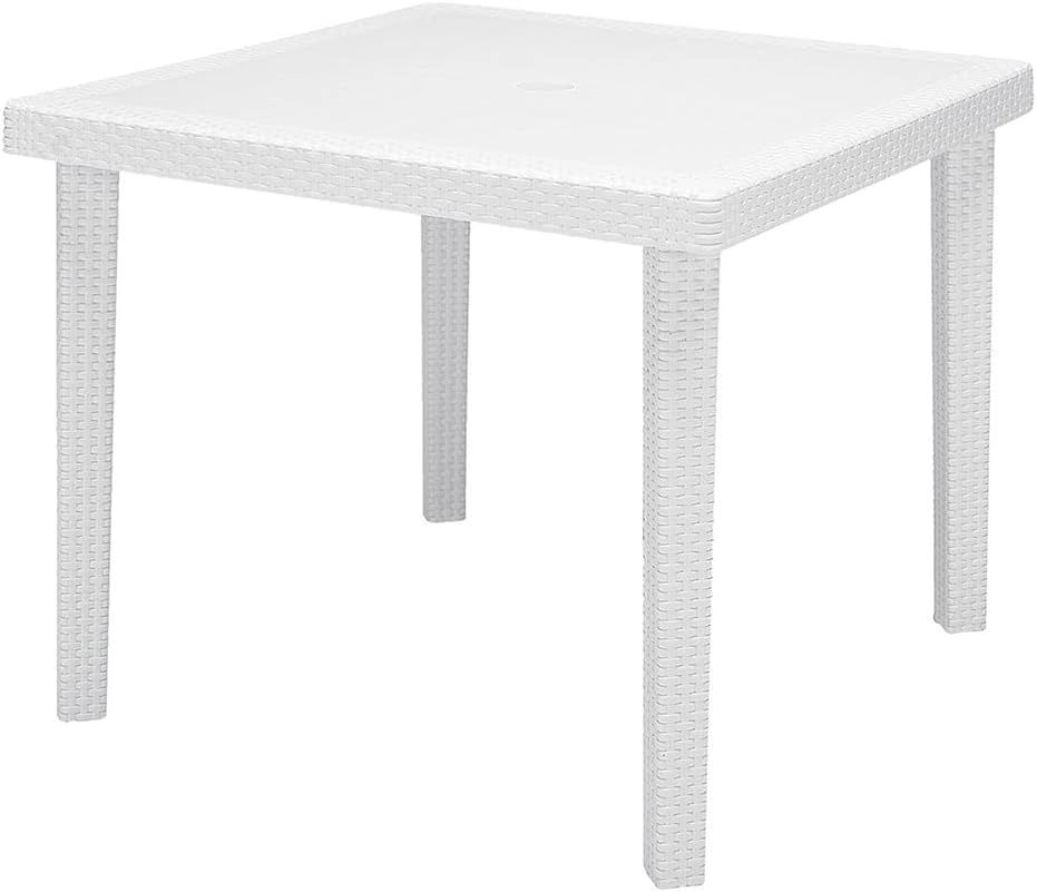 S7090B Green Boheme Greenpol-Tavolo Quadrato, 90 x 74,5 cm, Colore: Bianco, Resina, 90 x 74.5 cm