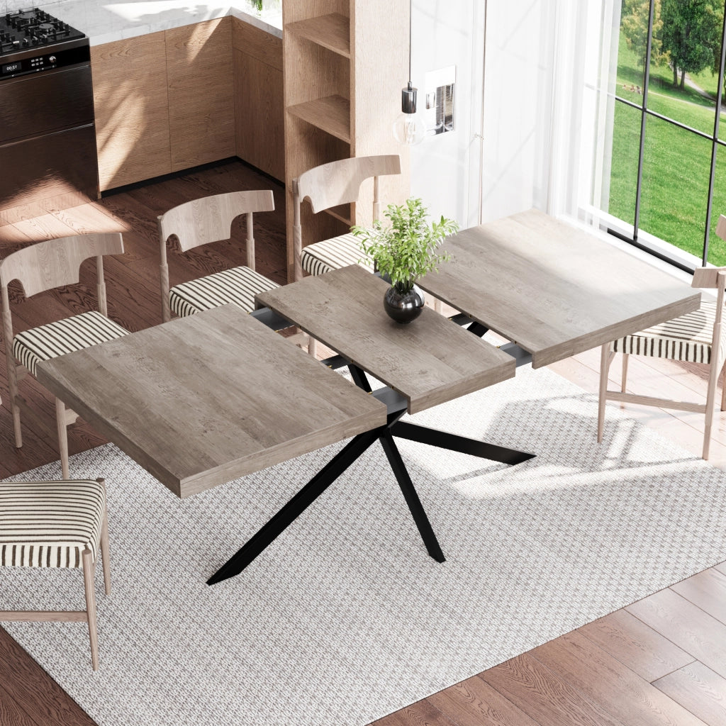 Tavolo da pranzo - retrò estraibile - 140-180 cm - vano nascosto - grigio - per 4-6 persone