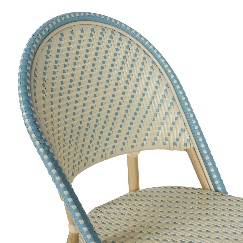 Sedia da giardino in rattan blu e alluminio