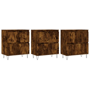 Credenze 3 pz | Madia | Buffet da pranzo | Armadio da pranzo Rovere Fumo in Legno Multistrato