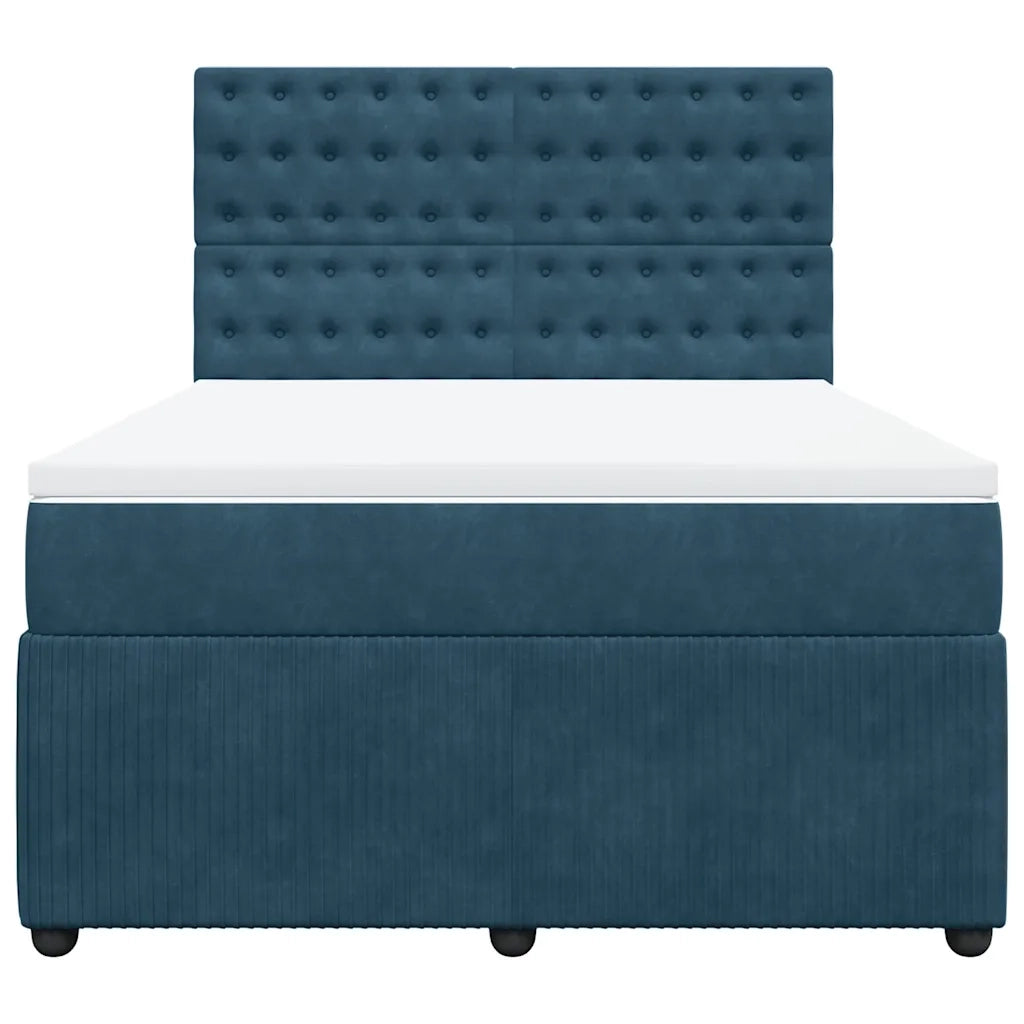 Giroletto a Molle con Materasso Blu 140x190 cm in Velluto