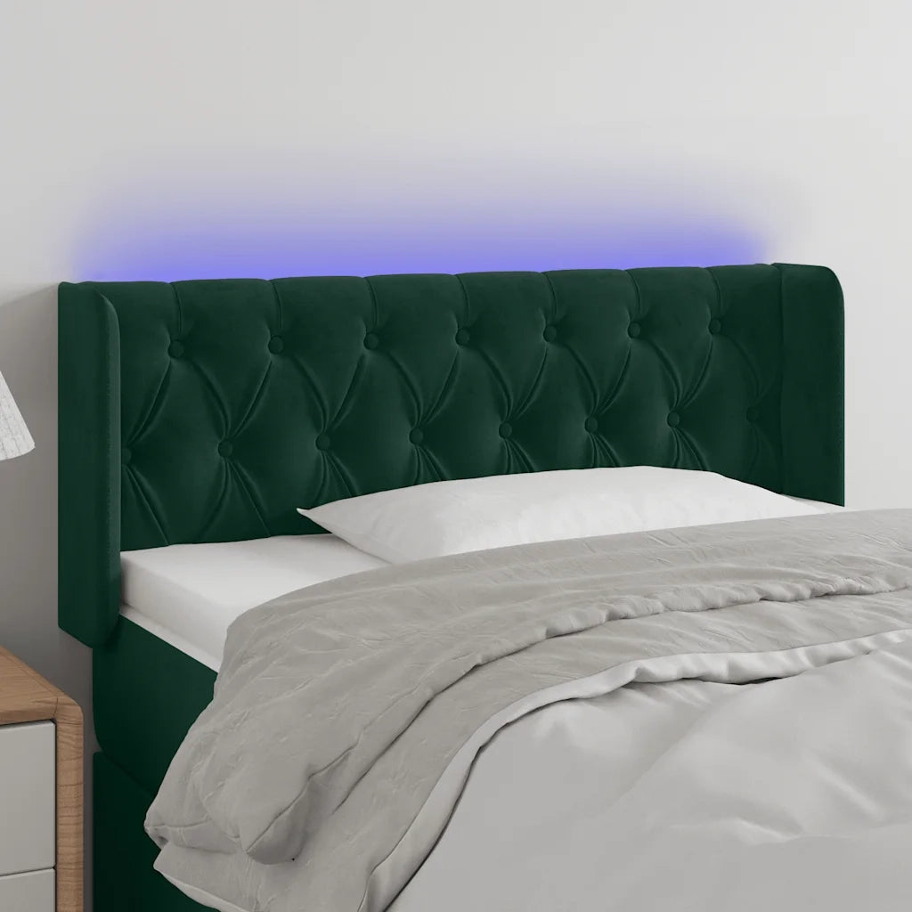 Testiera | Testata a LED Verde scuro 93x16x78/88 cm in Velluto