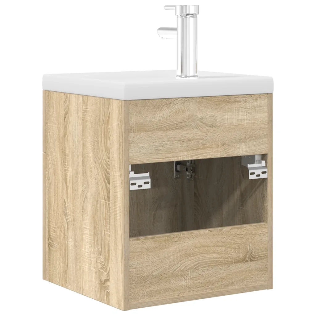 vidaXL Mobile da Bagno con Lavabo Integrato e Rubinetto Rovere Sonoma