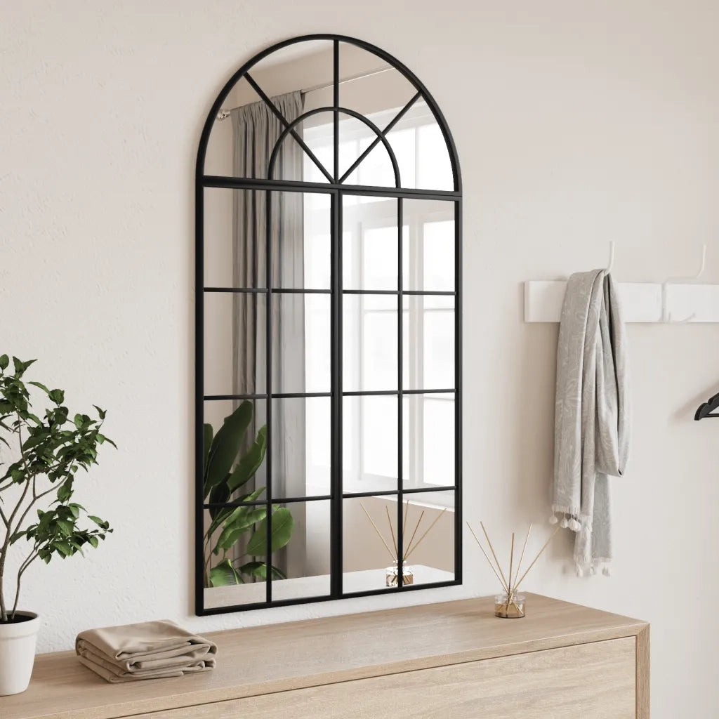 Specchio da Parete-Specchio a Muro-Specchio Decorativo Nero 60x110 cm Arco in Ferro