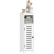Armadietto da Bagno 4 Livelli con Anta Persiana e Ripiani Aperti ¨C zephmum ¨C Bianco 22x20x75 cm