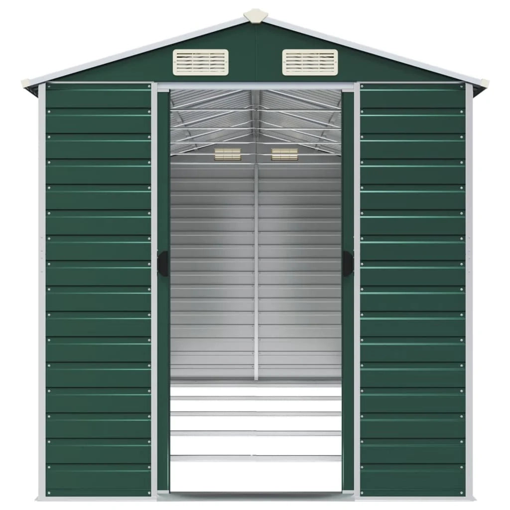 Casetta da giardino cabina ripostiglio casetta da esterno robusta casetta per attrezzi 191 x 470 x 198 cm acciaio zincato verde 02_0022351