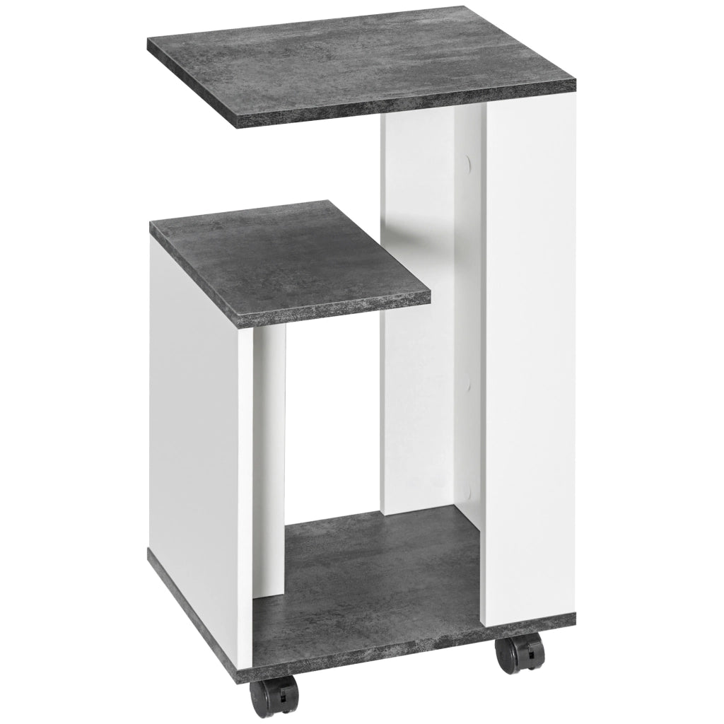 Comodino con Cassetti e Ruote ¨C Zephmum ¨C Grigio/Bianco 35x29.5x65.5 cm
