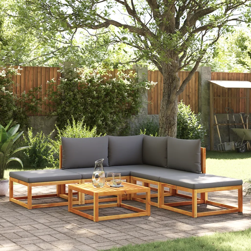 Set di divani da giardino 6 pezzi con cuscini in legno di acacia e corda 3278823