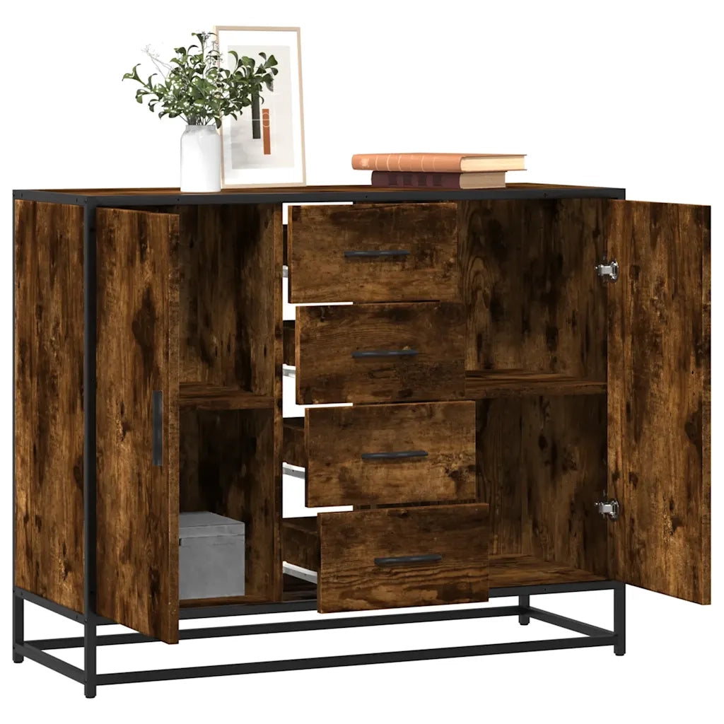 Credenza Rovere Fumo 92x35x76 cm in Legno Multistrato 3300827