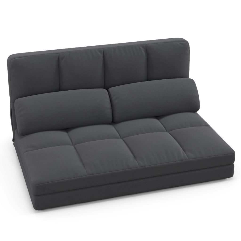 Divano letto da pavimento con 2 cuscini-Dormeuse da pavimento convertibile con schienale regolabile Grigio scuro