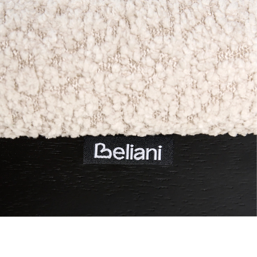 Set di 2 sedie da pranzo Struttura in legno di gomma scuro Seduta in bouclé beige Design retrò senza braccioli