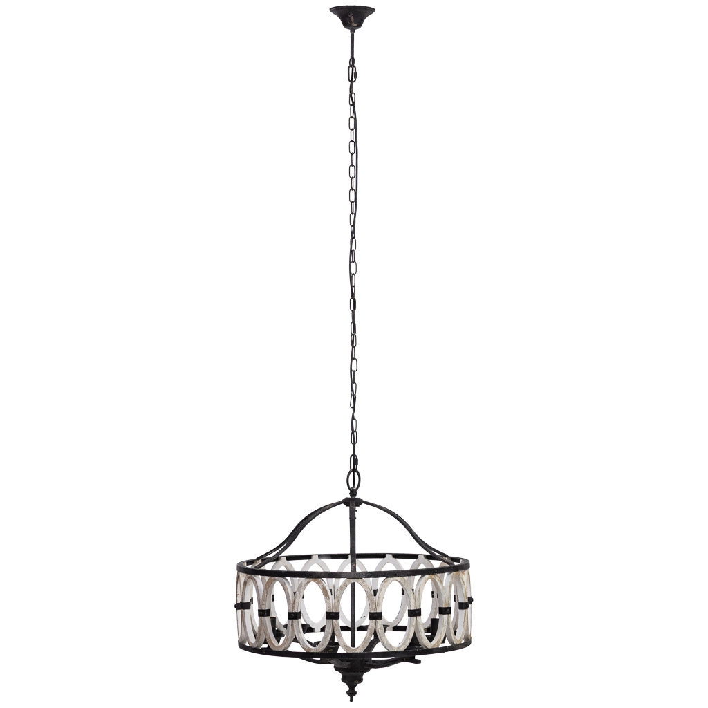 Lampada da soffitto rotonda in legno e metallo nero D63x63x63h cm